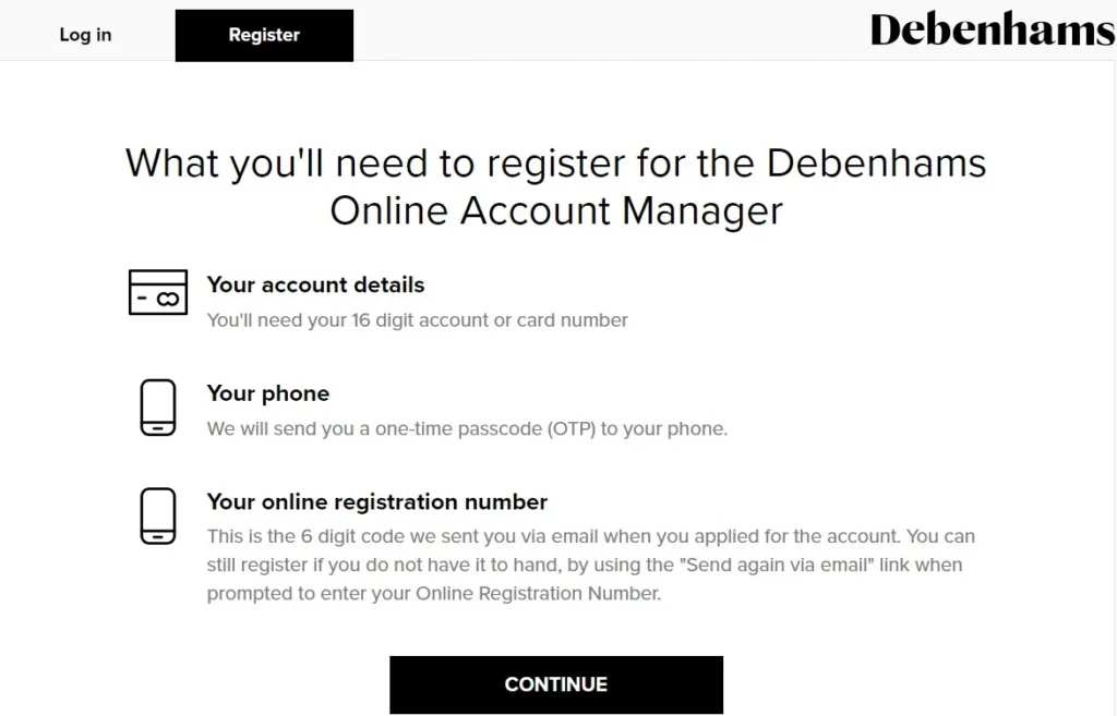 Debenhams Credit Card Login