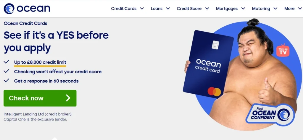 Ocean credit card website