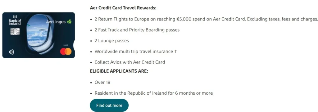 Aer Lingus Credit Card UK travel reward